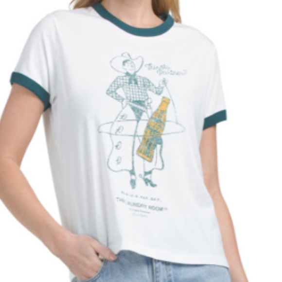 The Laundry Room Tops - NWT- The Laundry Room x Coca Cola Revolve Thirsty Partner Graphic Ringer Tee